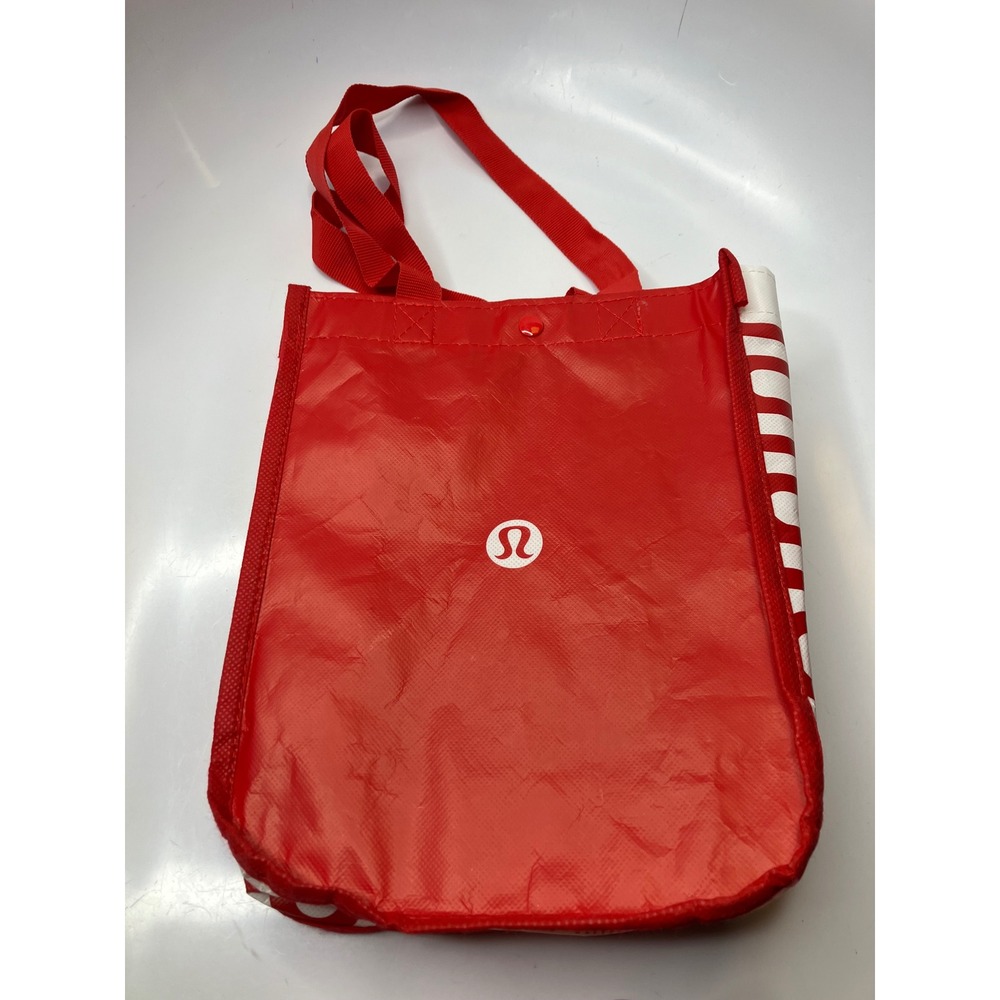 Lululemon Reusable Tote Bag Unisex Small Red Excellent Snap Closure Logo